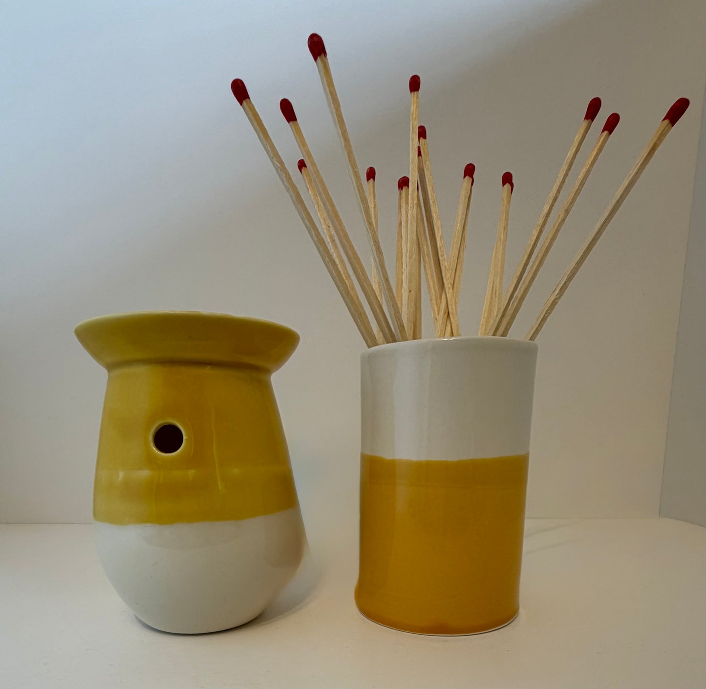 Summer Handcrafted Ceramic Matchstick Vase / Wax Melt Burner Set