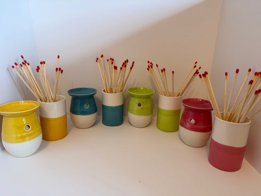 Summer Handcrafted Ceramic Matchstick Vase / Wax Melt Burner Set